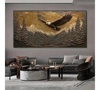GOSRD Canvas Prints Modern Forest Eagle Wall Art Abstract Painting For Living Room Decor(60X120cm)