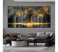 GOSRD Canvas Prints Modern Golden Tree Wall Art Minimalist For Bedrooms And Living Rooms Decortions(40X80cm/internal frame)