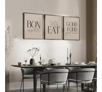 GOSRD Canvas Prints Modern Kitchen Wall Art Dining Room Decor Minimalist Letter, Typography Poster Collection For Restaurant(60x80cm-3Pcs)