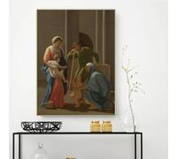 GOSRD Canvas Prints Nicolas Poussin《The Holy Family with Saints Elizabeth and John the Baptist》Oil Painting Wall Home Decor(60x90cm)