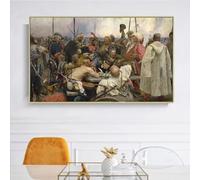 GOSRD Canvas Prints Oil Painting Ilya Yafimovich Repin《The Zaporozhian Cossacks write a letter to the Sultan of Turkey》Art Decor(25x50cm)