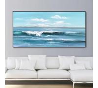 GOSRD Canvas Prints Painting Blue Ocean Seascape Wave Mural Flying Seagull Wall Art(30x60cm)