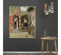 GOSRD Canvas Prints Pieter de Hooch《The Courtyard of a House in Delft》Oil Painting Artwork Picture Painting Wall Home Decor(70x100cm)