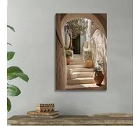 GOSRD Canvas Prints Poster, Mediterranean Style Archway With Potted Plants Art Wall(30x50CM/Frameless)