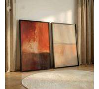 GOSRD Canvas Prints Terracotta And Beige Abstract Landscape Wall Art Earthy Minimalist Desert Style Decor(70x100cm-2Pcs)