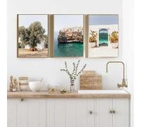 GOSRD Canvas Prints Wall Art Painting Puglia Italy Mediterranean Art Print Olive Tree Italian Summer Landscape Home Decor Galler(60x80cm-3Pcs/internal frame)