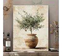 GOSRD Chic Olive Tree in Vase Canvas Prints Art Wall Decor for Living Room Bedroom Office & More Home interior Decoration(30x50CM/Frameless)