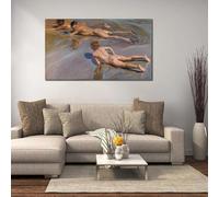 GOSRD Children Playing on the Beach Joaquin Sorolla Canvas Print HD Spanish Impressionist Coastal Wall Art for Kids Room Decor 30x45CM Frameless