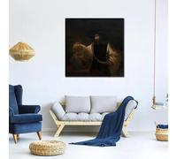 GOSRD Classical Portrait Artwork Rembrandt van Rijn Oil Painting Canvas Prints Art Aristotle with Bust Modern Office Decor 60x60cm Frameless
