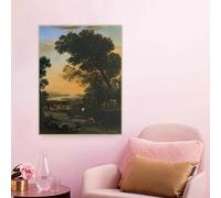 GOSRD Claude Lorrain《Idyllic landscape with the flight to Egypt》Canvas Oil Painting Prints Artwork Picture Wall Home Decoration(30x40cm)