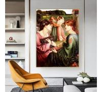GOSRD Dante Gabriel Rossetti The Bower Meadow Canvas Prints Oil Painting Backdrop Picture Home Living Room Decoration(40x60CM/Frameless)