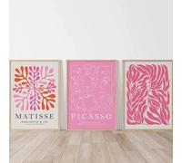 GOSRD Fashion Pink Abstract Figure Flower Coral Canvas Painting Posters and Prints Wall Art For Living Room Decoration (50x70cm-3Pcs)