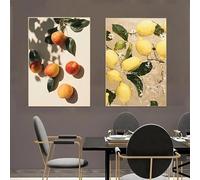 GOSRD Fresh Fruit Lemon Peaches Canvas Painting Poster And Prints Wall Art Pictures For Kitchen Living Room Home Decoration(70x100cm-2pcs)