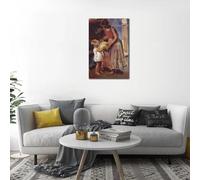 GOSRD Impressionist Figure Painting Woman Canvas Prints Art Looking at Fish Joaquin Sorolla Artwork Sitting Room Hallway Decor 60x90cm Frameless