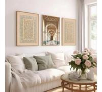 GOSRD Islamic Mosque Window Building Arched Door Canvas Poster Muslim Moroccan Wall Art Prints For Middle Eastern Home Decor(30x45cm-3Pcs/Frameless)