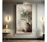 GOSRD Large Olive Trees In The Countryside Vase Paint Canvas Print Painting Simple Plants Wall Art Posters For Home Decoration(30x60cm)