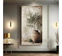 GOSRD Large Olive Trees In The Countryside Vase Paint Canvas Print Simple Plants Farmhouse Wall Art Posters For Home Decoration(50X100cm)