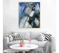 GOSRD Marc Chagall《Bride With A Fan》Canvas Prints Art Oil Painting Famous Artwork Poster Picture Wall Background Home Decor(40x60CM/Frameless)