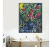 GOSRD Marc Chagall《Roses and the moon》Canvas Prints Oil Painting Artwork Poster Decorative Picture Wall Home Decoration(30x40CM/Frameless)