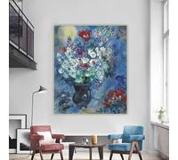 GOSRD Marc Chagall《The Anemones》Canvas Prints Art Oil Painting Artwork Poster Decorative Picture Wall Home Decoration(70x110cm/Frameless)