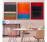 GOSRD Mark Rothko Abstract Modern Nordic Poster Famous Oil Painting Wall Art Canvas Print Classical Orange and Green Home Decor(60x90cm-3Pcs)