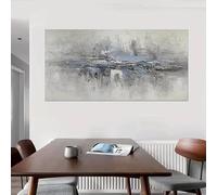 GOSRD Modern Abstract Blue Beige Gray White Canvas Wall Art Minimalist Muted For Bedroom Office(55X110cm)