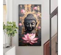 GOSRD Modern Abstract Canvas Prints Painting Featuring Statue with a Pink Lotus Home Decor(60X120cm /internal frame)