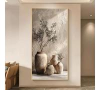 GOSRD Modern Abstract Rustic Terracotta Vases Olive Branches Print Art Wall Canvas Painting Poster Decor(50X100cm)