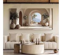 GOSRD Modern Olive Trees Canvas Wall Art Coastal Archway Prints For Living Room Decor(60X120cm /internal frame)