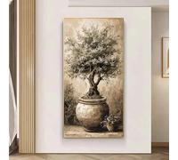 GOSRD Modern Potted Olive Tree Canvas Wall Art Abstract Landscape Prints For Living Room Decor(50X100cm/internal frame)