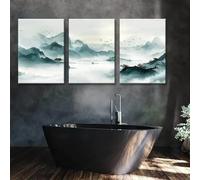 GOSRD Modern Wall Art Canvas Print Painting Chinese Style Ink Painting Artwork for Living Room Office Wall Home Decoration 50x75cm-3Pcs Frameless
