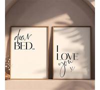 GOSRD Modern Wall Frameless Arts Canvas Painting 'Dear Bed, I Love You Words Quotes Posters And Prints For Living Room Decor(40x50cm-2pcs)