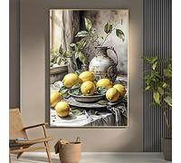 GOSRD Painting Modern Watercolor Lemon Still Life Canvas Prints Plants And Rural Kitchen Wall Art Poster Living Room(40x60CM/Frameless)