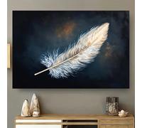 GOSRD Poster And Prints Modern Abstract White Feather Canvas Painting Wall Art Picture For Living Room Home Decor(60x90CM/internal frame)