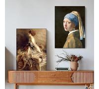 GOSRD Retro Female Portrait Painting Poster Decadent Young Woman After The Dance Canvas Prints Wall Art Picture Office Home Decor(30x40cm-2pcs)