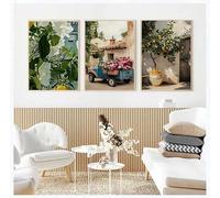 GOSRD Retro Mediterranean Greece Landscape Poster Canvas Prints Painting Wall Art Pictures Home Decoration Lemon Olive Tree(30x40cm-3Pcs)