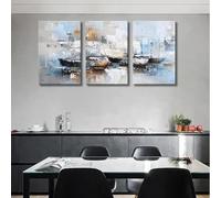 GOSRD Sailboat Wall Art Seascape Art Canvas Print Painting Abstract Sailing Ship Colorful Artwork Nautical Home Decor Landscape 30x50cm-3Pcs Frameless