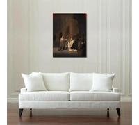 GOSRD Seascape Canvas Oil Painting Prints Rembrandt van Rijn Calming the Storm Classical Artwork for Living Room Decor 50x70cm Frameless