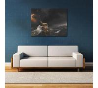 GOSRD Seascape Canvas Oil Painting Prints Rembrandt van Rijn Calming the Storm Classical Artwork for Living Room Decor 70x100cm Frameless