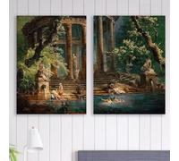 GOSRD The Bathing Pool by Hubert Robert Prints Roman Ruins Painting Classic Art Print Poster Impressionism Wall Art Print Decor(60x80cm-2pcs)