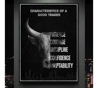 GOSRD Trader Motivational Poster Characteristic of A Good Trader Patience Courage Stock Office Decor Canvas Prints Painting(60x80CM/Frameless)