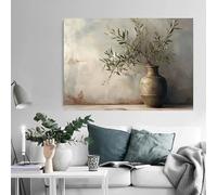 GOSRD Vintage Minimalist Wall Art Italy Olive Tree in Vase Canvas Painting Poster Prints Still Life Botanical Home Room Decor(70x100CM/Frameless)