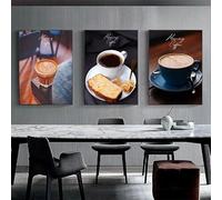 GOSRD Wall Art Pictures Canvas Print Painting Coffee Posters Morning Live Love Always Awake Coffee Shop Living Room Home Decor(30x45cm-3Pcs)