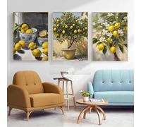 GOSRD Yellow Lemon Tree Poster Italian Kitchen Prints Canvas Painting Italy Summer Fruit Wall Art Pictures Home Decoration 19.6”x 27.5”(50x70cm) x3 No frame