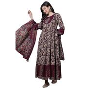 GoSriKi Anarkali Viscose Kurta Sets for Women | Elegant Long Kurti with Flared Design | Ethnic Clothing for Women and Girls | Anarkali Costume for Women | Anarkali Kurta Set Incl, wine red, L