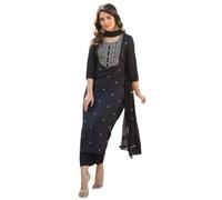 GoSriKi Women KASTURI BLACK-APL-GS_51477 Kurta with Pant & Dupatta (pack of 1), Black, 4XL
