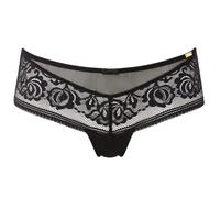 Gossard Encore Short Brief Black Nude lace stretchy elasticated sexy floral mesh sheet - L, BLACK/NUDE