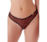 Gossard Womens Glossies Leopard Thong - Black/Red - Animal Elastane - Size X-Small