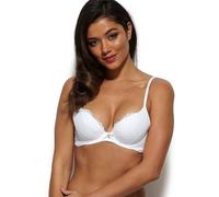 Gossard Womens Superboost Lace Padded Plunge Bra - White Polyamide - Size 32A