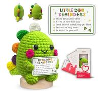 Gossby Handmade Positive Dinosaur Crochet - Inspirational Gift for Women - Little Dino Reminders - Christmas, Birthday, Emotional Positive Energy Gift for Coworker, Sister, Friend, Teacher